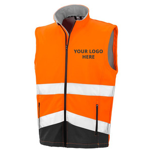 4XL Orange/Black WorkGlow® Hi-Vis Safety Softshell Gilet c/w Company Branding